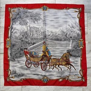 NORMA DORI Horse and Carriage Silk Scarf- 31.5” x 30.5”